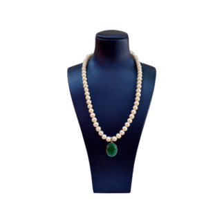 Malachite - Fresh Water Pearl with Silver Setting