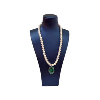 Malachite - Fresh Water Pearl with Silver Setting