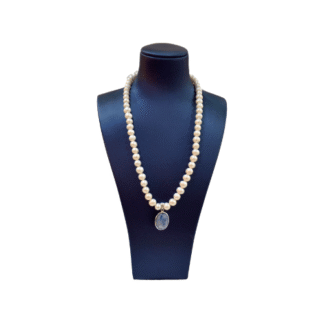 Sodalite- Fresh Water Pearl with Silver Setting